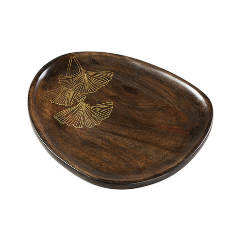 Wooden with Brass Serving Platter