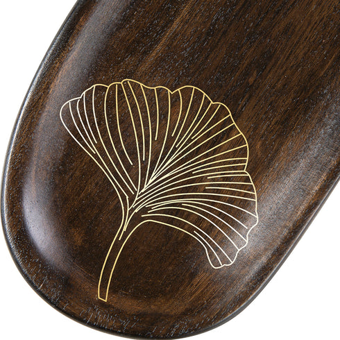 Wooden Serving Platter with Brass Detailing