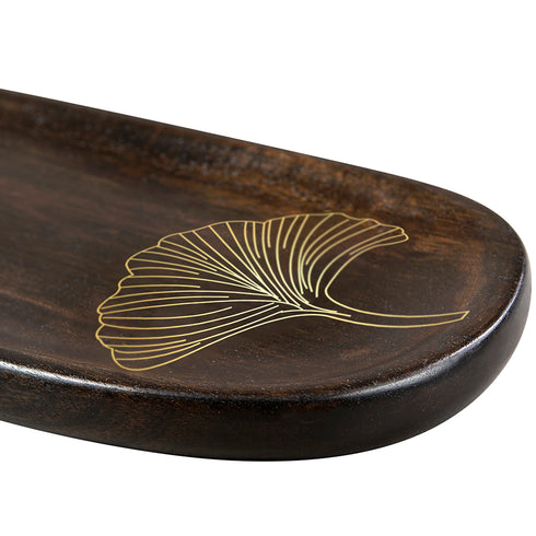 Wooden Serving Platter with Brass Detailing