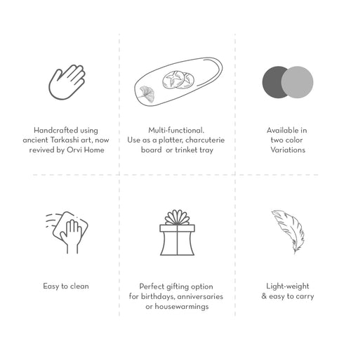 Wooden Serving Platter with Brass Detailing