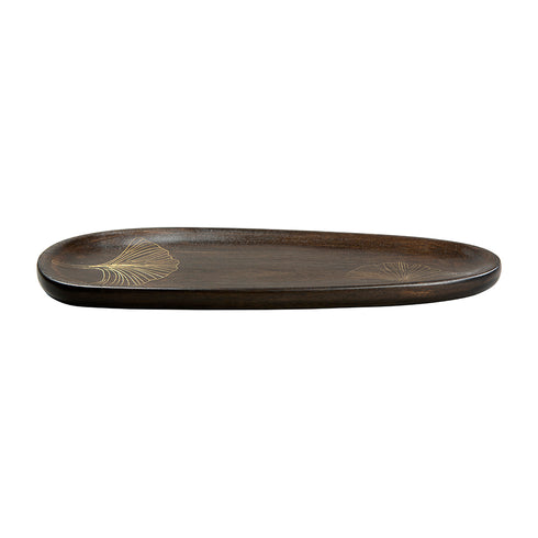 Wooden Serving Platter with Brass Detailing