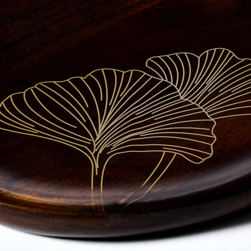 Wooden Serving Platter with Brass Inlay