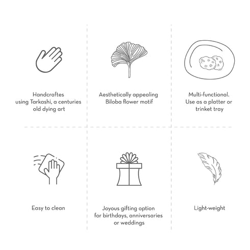 Wooden Serving Platter with Brass Inlay