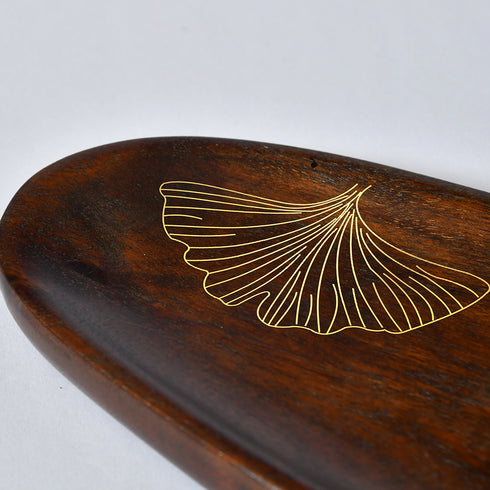 Wooden Serving Platter with Brass Detailing