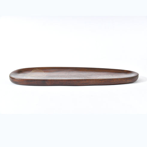Wooden Serving Platter with Brass Detailing