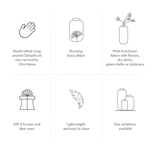 Wooden Vase with Brass Detailing