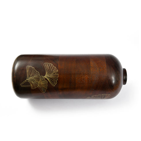 Wooden Vase with Brass Detailing