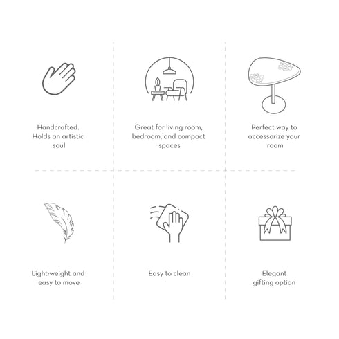 Acacia Wood Accent Table with Brass