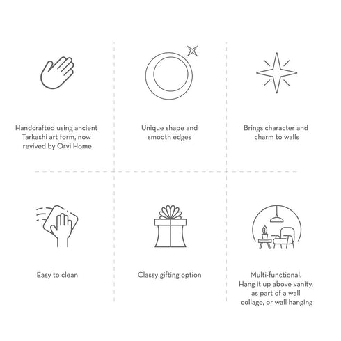 Dark Wood Wall Mirror with Brass Inlay