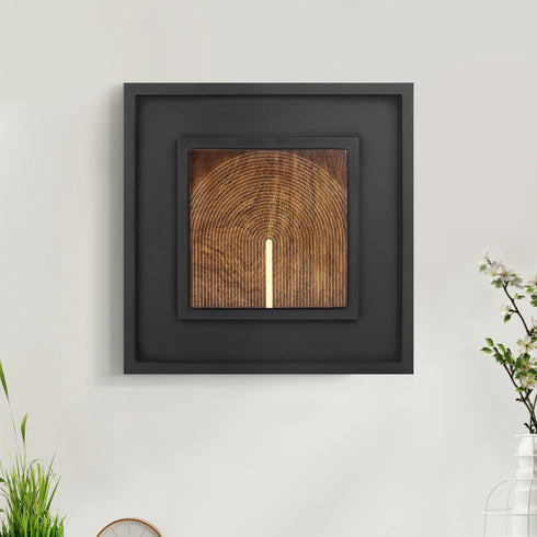 Wooden Wall Art with Modern Geometric Brass Design