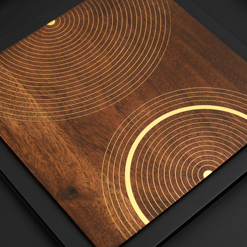 Wooden Wall Decor with Brass Inlay