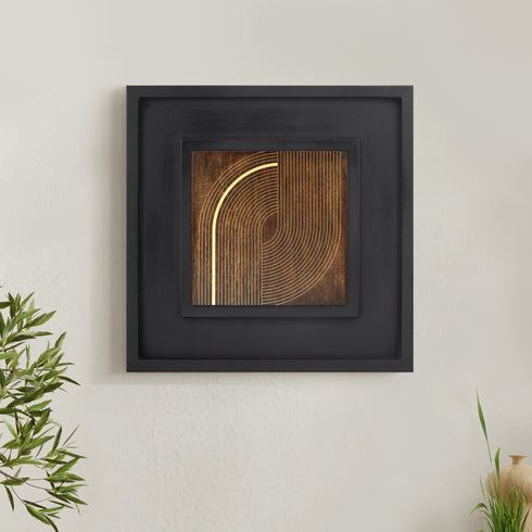 Geometric Waves Wood & Brass Wall Decor