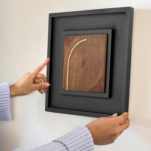 Contemporary Wooden Wall Decor With Brass Design
