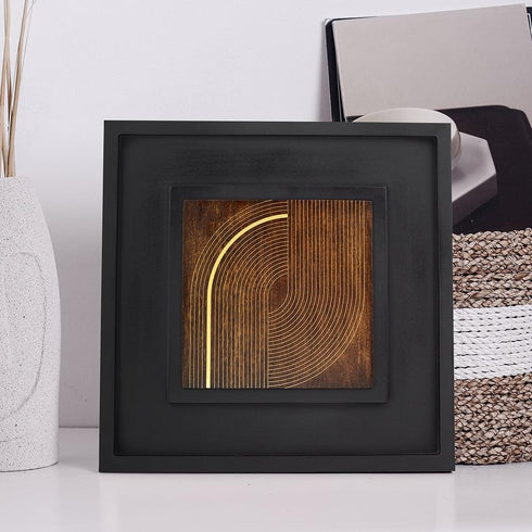 Contemporary Wooden Wall Decor With Brass Design