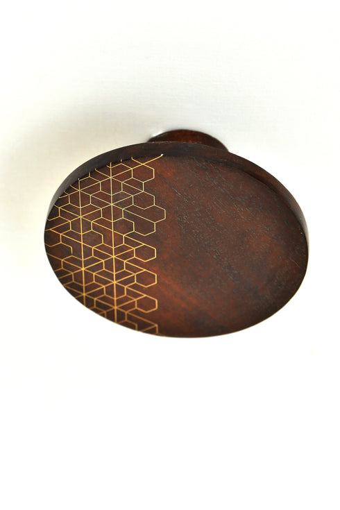 Wooden Wall Hook with Geometric Brass Inlay