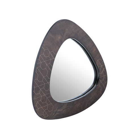 Triangle Wood Mirror with Brass Inlay
