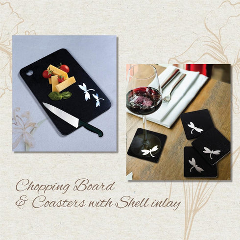 Chopping board and Coasters with Abalone Shell Inlay
