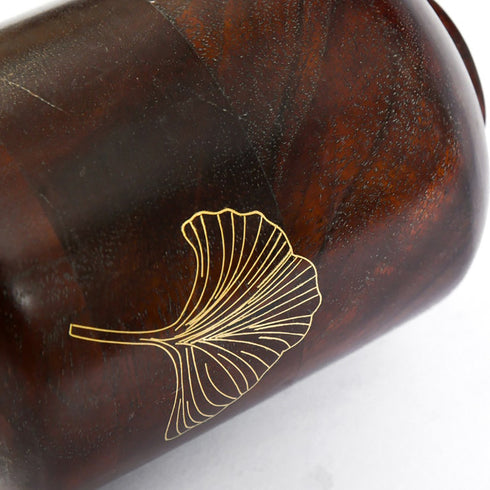 Wooden Large Vase with Brass Detailing