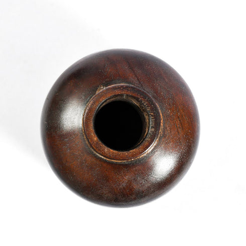 Wooden Large Vase with Brass Detailing