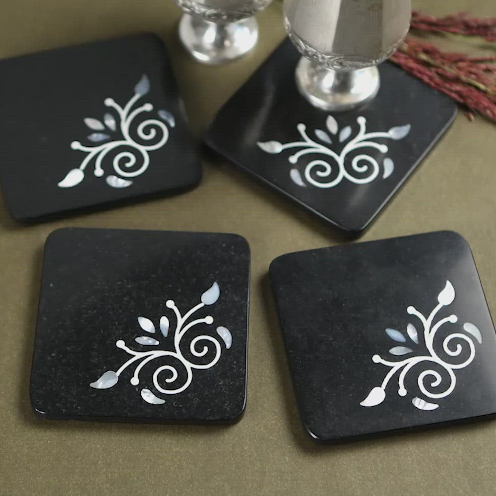 Natural Stone Coasters with Abalone Shell Inlay (Set of 4) – ORVI