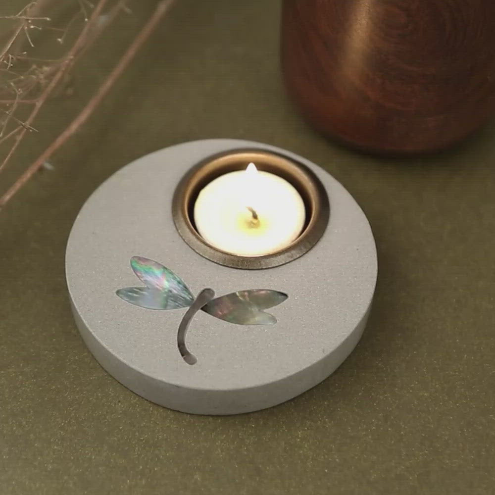 Round Tea Light with Mother of Pearl Inlay – ORVI
