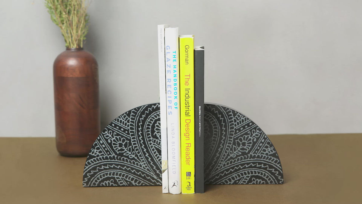 Hand Engraved Black Stone Bookends – ORVI